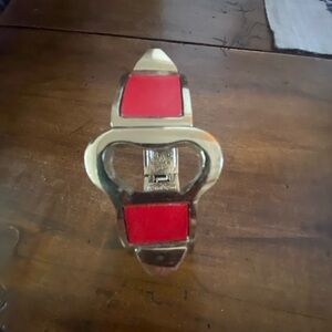 Red and Gold  SPIKED bracelet  WITH NON-FUNCTIONAL BOTTLE OPENER DESIGN